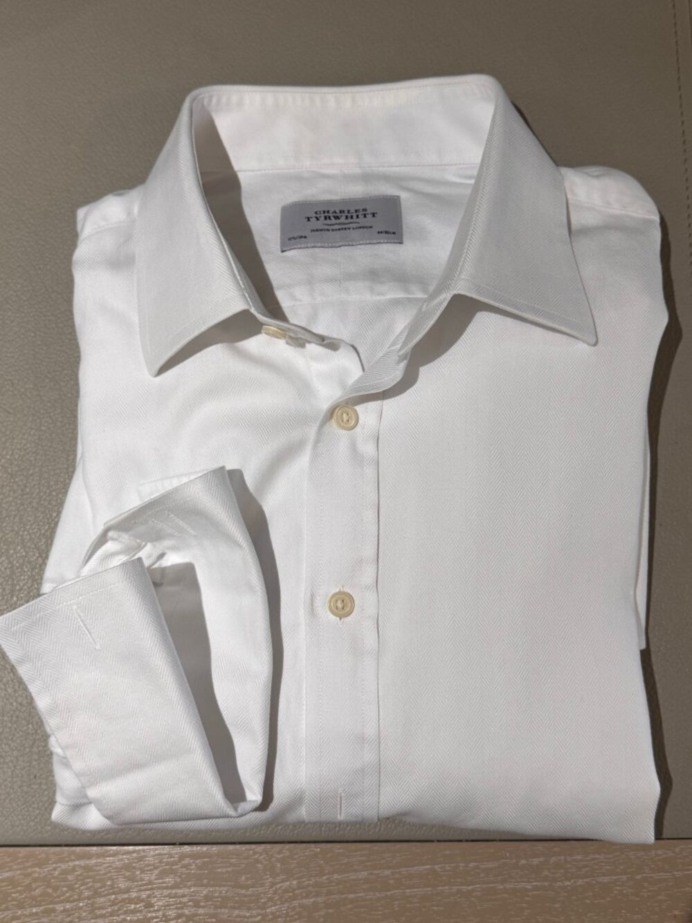 Refined! Charles Tyrwhitt White Herringbone Dress Shirt - Picture 5 of 5